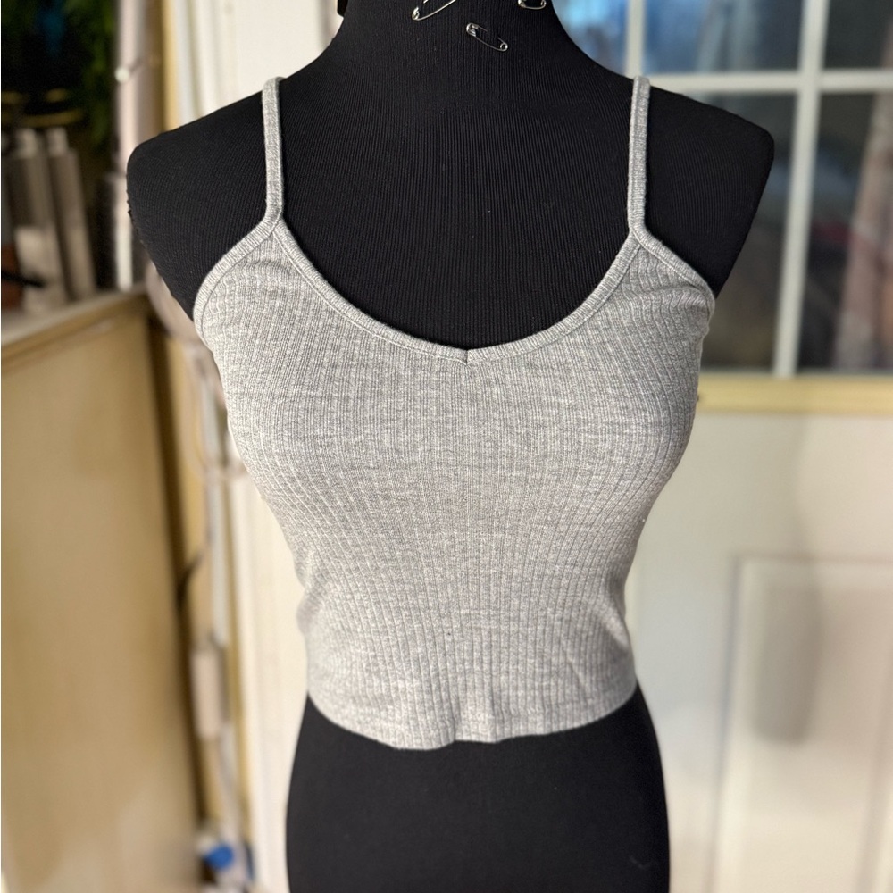 Topshop Gray Ribbed Camisole